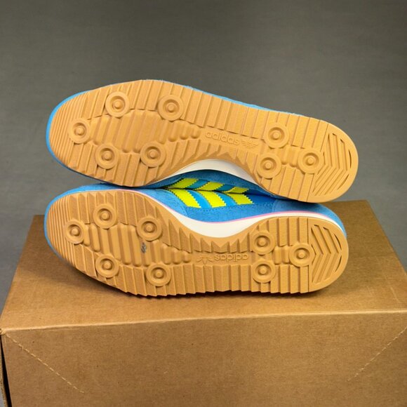 Adidas Women's Blue and Yellow Sneakers with Green Laces - Picture 10 of 10